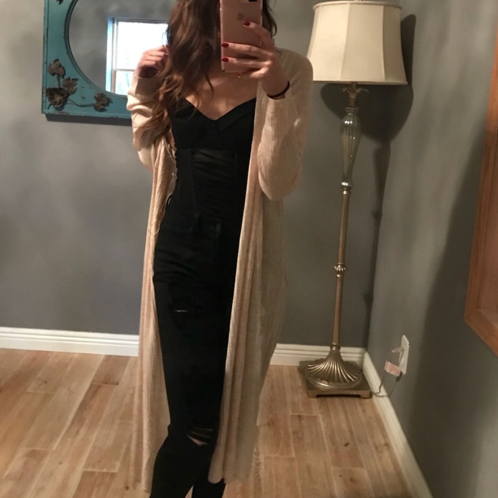 LAST ONE BOHO STRAW NATURAL COZY CARDIGAN DUSTER - Picture 2 of 5